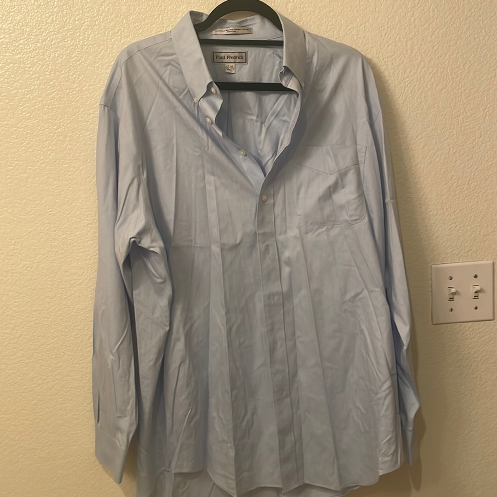 Paul Fredrick Light Blue Cotton Dress Shirt 17-35